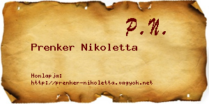 Prenker Nikoletta névjegykártya